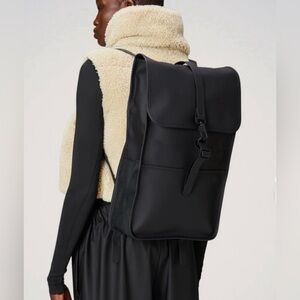 RAINS Waterproof Travel Commuter Backpack Full Size W3 Unisex Black NWT
